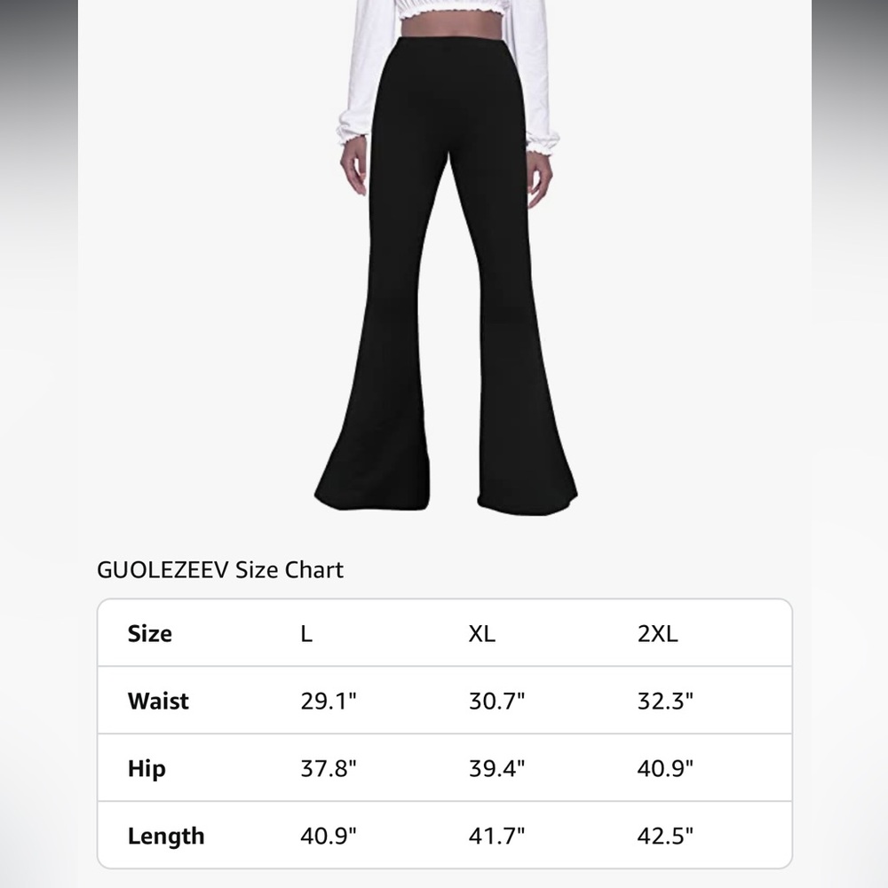 Guolezeev High Waisted Bellbottom Flare 70s Black Pants NWT - Picture 12 of 12